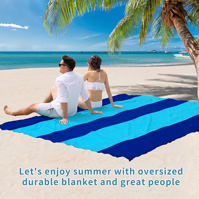 BYDOLL Beach Blanket Waterproof Sandproof 78''ร110'' Suits1-7 Adults Compact Lightweight Oversized Sand-Free Blanket Large Picnic Mat for Beach Travel Camping Hiking
