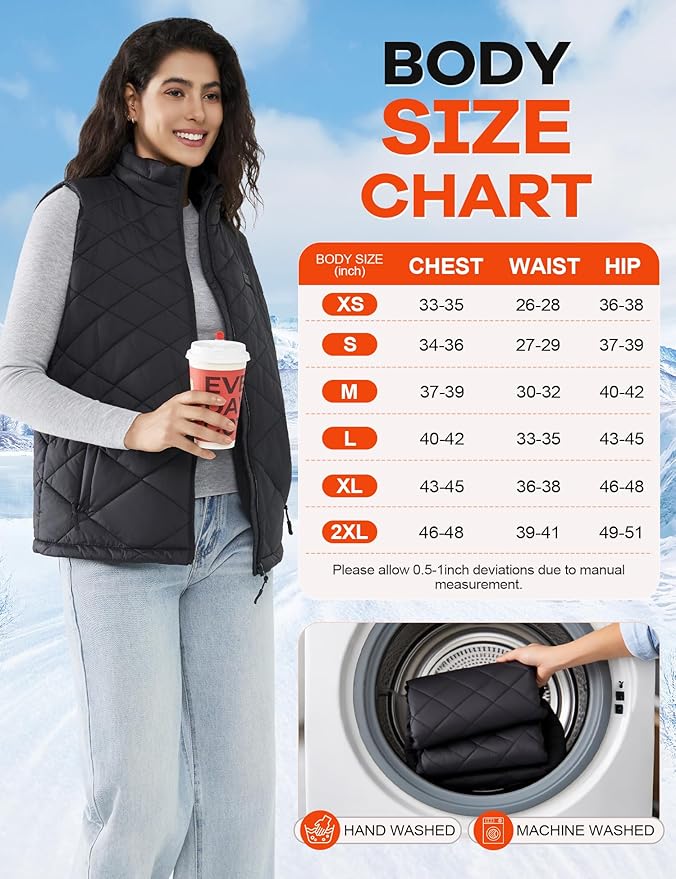 Heated Vest Women with 18400mAh 7.4V Battery Pack Included,Quilted Electric Warming Vest Women's Heated Vests