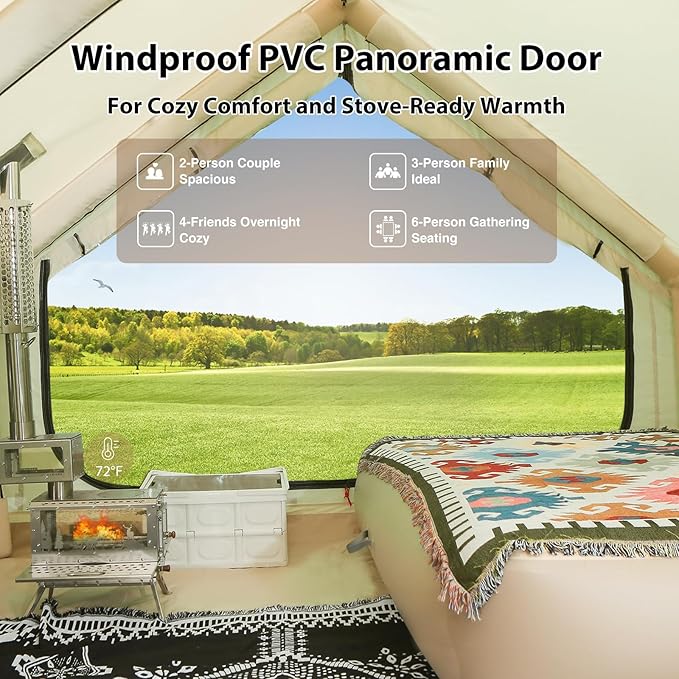 2025 Upgraded Waterproof Inflatable Camping Tent, Large Blow-Up Air Tent, No Assembly Needed Luxury Glamping House, Oxford Fabric