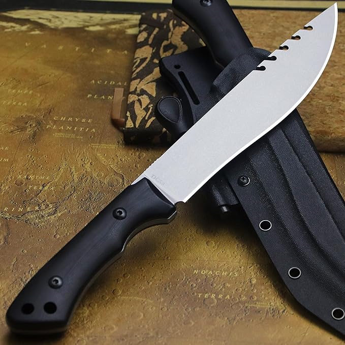 13.4-inch DC53 steel full tang hunting knife + K sheath. Suitable for camping, hiking, hunting and as daily carry equipment for handicrafts. (10 - Tactical Style A)