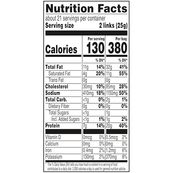 Duke's Pork Original Smoked Shorty Sausages, 7g Protein Per Serving, 2.5 oz. Snack Bags (Pack of 7)