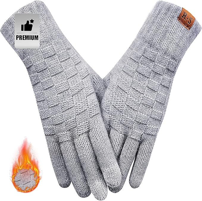 REACH STAR Winter Gloves for Women-Upgraded Touch Screen Elastic Thermal Knit Lining Warm Gloves for Cold Weather