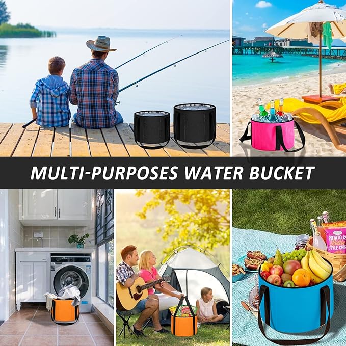 2 Pieces Foot Bath Basin 30L Collapsible Bucket, Portable Foot Soak Tub Feet Soaking Bucket for Outdoor Travel, Camping, Fishing(Black)