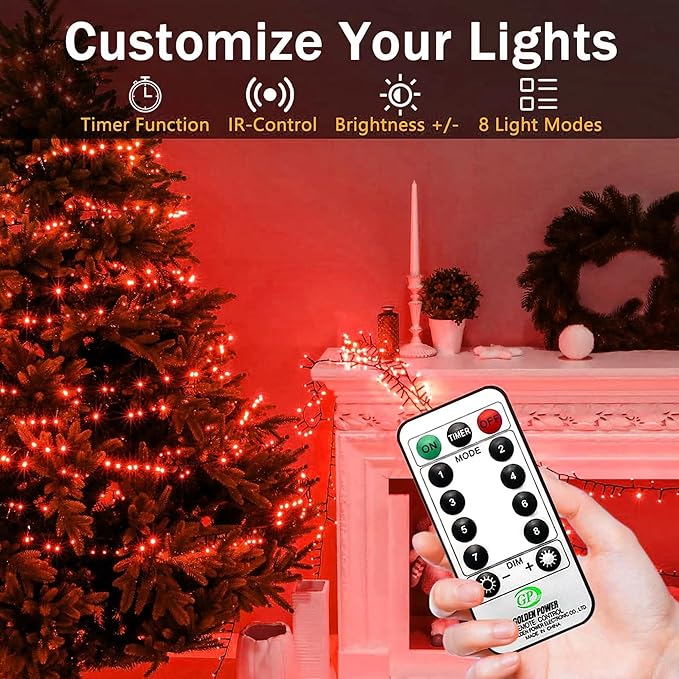 XURISEN 551FT Christmas Lights, 1400 LED Super Long String Lights 8 Modes & Memory Timer Plug in Twinkle Fairy Lights Decor for Home Xmas Party Wedding