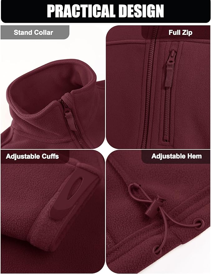 CRYSULLY Men's Fleece Jacket Tactical Full-Zip Winter Coat Jackets Multi Pockets