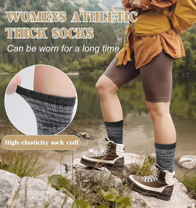 Justay 4 Pairs Merino Wool Socks for Women, Hiking Thermal Warm Winter Cozy Thick Boot Socks for Women Gifts