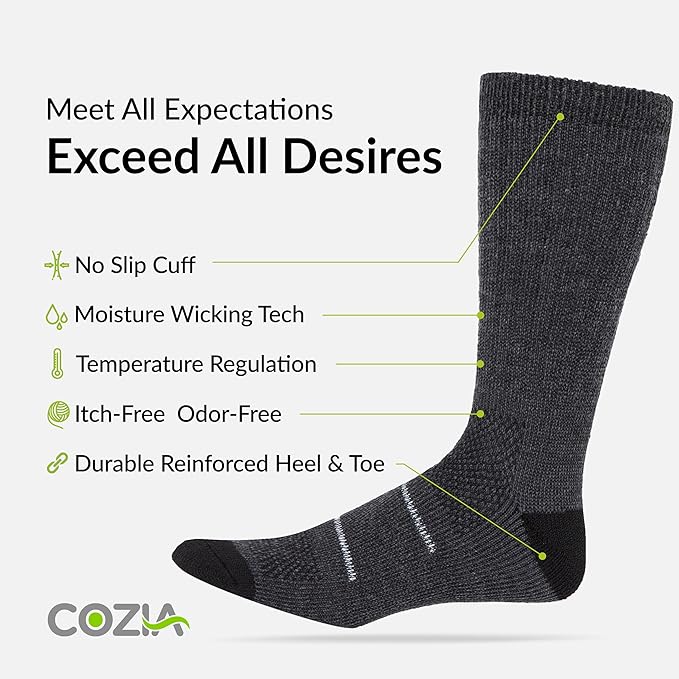 Merino Wool Socks Casual Warm Socks for Winter Cozy Boot Socks for Men & Women