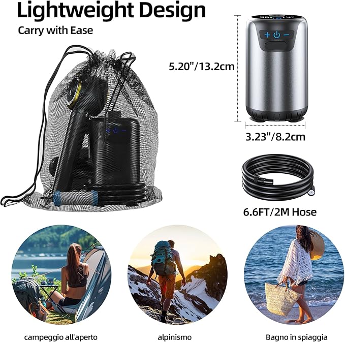 Portable Camping Shower, Upgraded Outdoor Shower with Fahrenheit Display & 8000mAh Rechargeable Battery Pump IPX8 Waterproof for Camp, Hiking, Car Washing