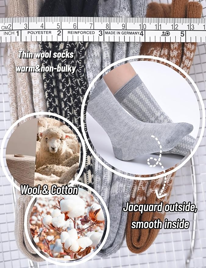 Womens Merino Wool Socks Cozy Warm Hiking Boot Socks Gifts for women,4 Pairs(Size 5-10)