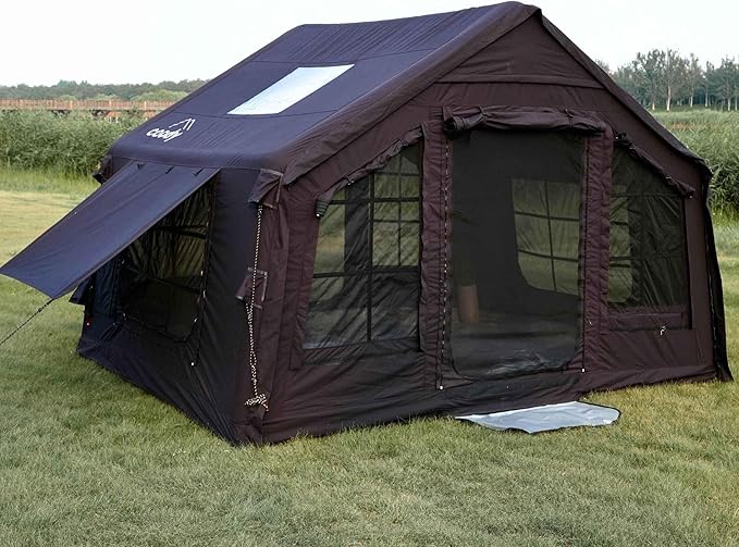 Coody | Rbm Outdoors Koala/Hub/Octopus Inflatable Tents for Camping with Stove Jack, 2/8/10 Person Luxury Canvas Blow Up Tent, 2 Room, Easy Setup Casa de Campaña, Large Inflatable House with Pump