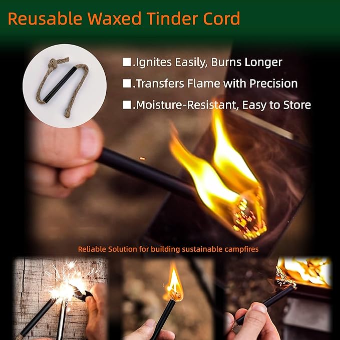 Survival Fire Starter Kit - Ferro Rod & Magnesium Fire Starter Compact Stove with Flint and Steel to Firestarter Fireplace Pit for Outdoor Camping Bushcraft Hiking Emergency Gadgets
