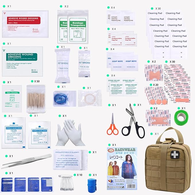 First Aid Kit Med Medical - Kit Rip-Off 180 pcs Water-Resistant Emergency Kit for Camping Hiking Home Outdoor Truck Vehicle Car Fishing Travel Biking