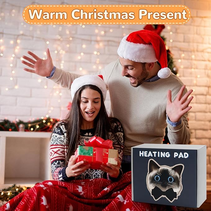 Microwave Heating Pad for Pain Relief, 17" x 9" Microwavable Heating Pads for Cramps, Back Pain, Neck Shoulder, Muscles, Knee, Joints, Natural Heat Pack Moist Heat, Gray Tabby Cat
