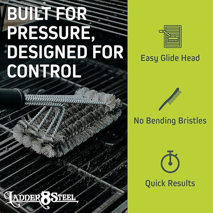 Heavy Duty Grill Brush for Outdoor Grill โ Safe Grill Brush Designed by Firefighter | Barbecue Grill Brush & BBQ Brushes for Grill Cleaner | Durable & Safe for All Grates