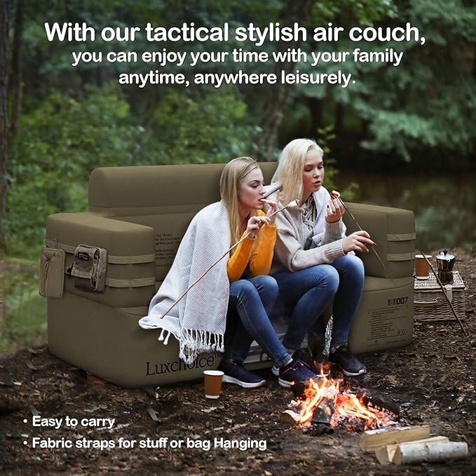 Inflatable Couch Multifunctional Durable Inflatable Sofa with Built in Pump Inflatable Furniture Portable Blow Up Couch for Camping Backyard Outdoor Glamping Inflatable Chair Movie Loveseat