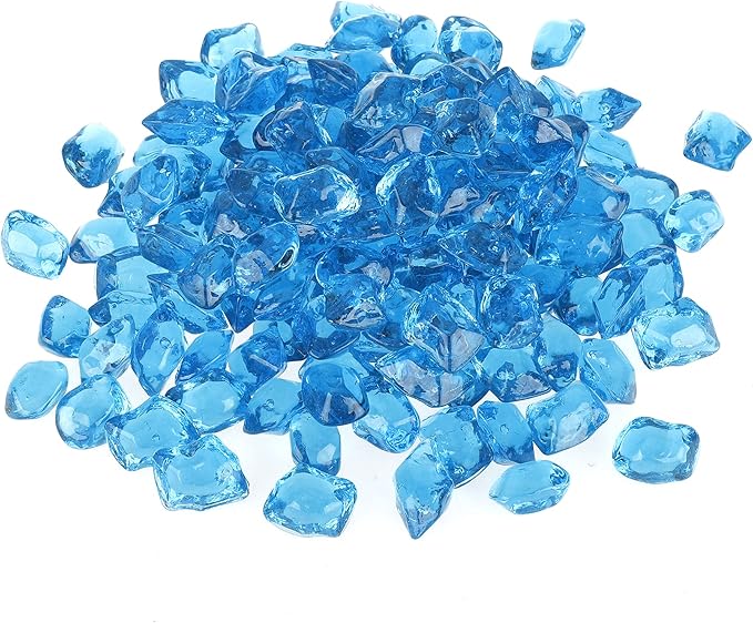 Stanbroil 10-Pound Fire Glass - 1/2 inch Polygon Fire Glass for Fireplace Fire Pit and Landscaping, Aqua Blue