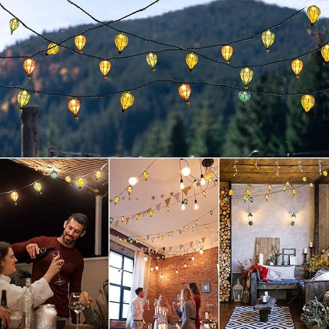 11FT Multicolor String Lights with 10 Bulbs, Colored Backyard Patio Lights String Lights, Hanging Indoor/Outdoor UL Listed for Bistro Wedding Party Bedroom Decor, 2PCS