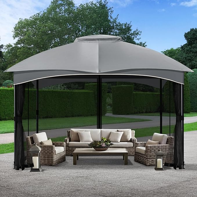 COWVIE Gazebo Replacement Netting Screen, 10' x 12' Universal Gazebo 4-Panel Mosquito Sidewalls with Double Zippers for Outdoor Patio (Only Netting)