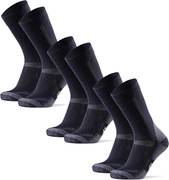 DANISH ENDURANCE Merino Wool Hiking Crew Socks for Men & Women, Cushioned Anti-Blister, Breathable - 3 Pairs