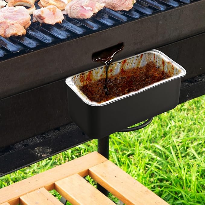 Grill Grease Catcher for Blackstone Griddle with 10 Pack Grease Cup Liners Aluminum Foil Tray Pan Drip Tray Pan for 17, 22, 28 & 36 inches Griddle (Short Hook + Long Hook)