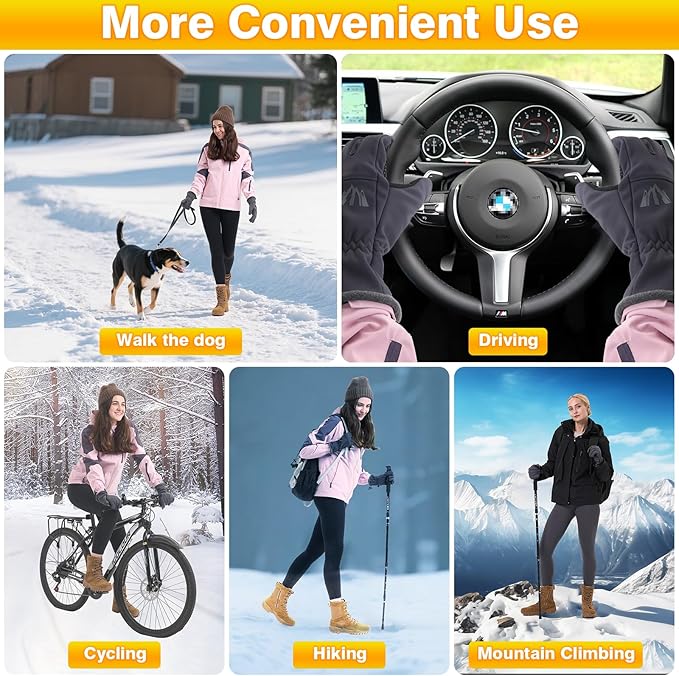 Moon Kitty Women’s Winter Waterproof Running Gloves Windproof Thermal with Touchscreen Fingers Cold Weather Gloves for Women