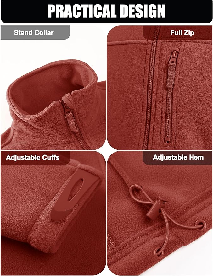 CRYSULLY Men's Fleece Jacket Tactical Full-Zip Winter Coat Jackets Multi Pockets