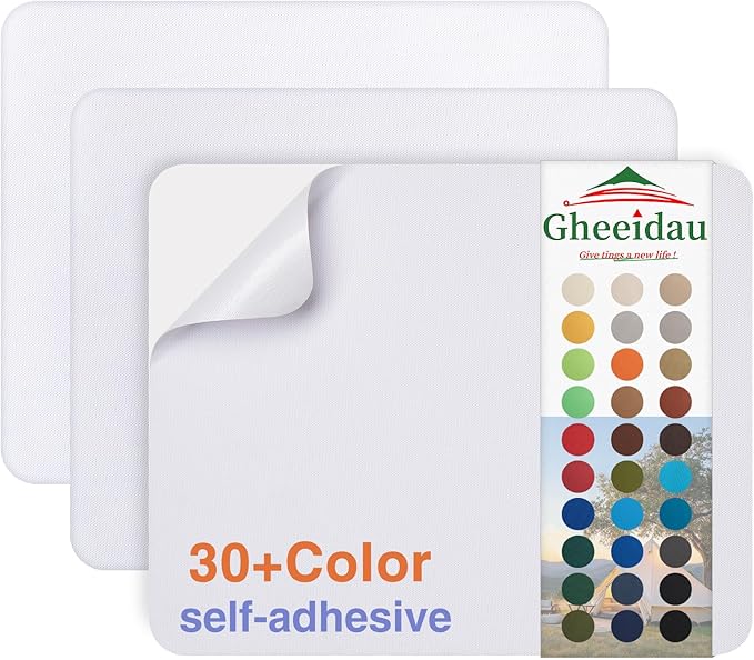 Canvas Repair Patch 9×11 Inch 3Pcs Waterproof Self-Adhesive Fabric Repair Patch for Tents,Boat Cover,Pop Up Canopy,Patio,Bags,Car Seats,Sofas,Furniture Cover(White)