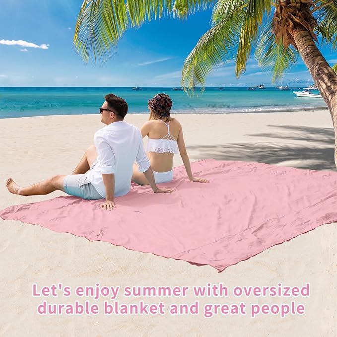 BYDOLL Beach Blanket Waterproof Sandproof 78''ร81'' Suits1-4 Adults Compact Lightweight Oversized Sand-Free Blanket Large Picnic Mat for Beach Travel Camping Hiking