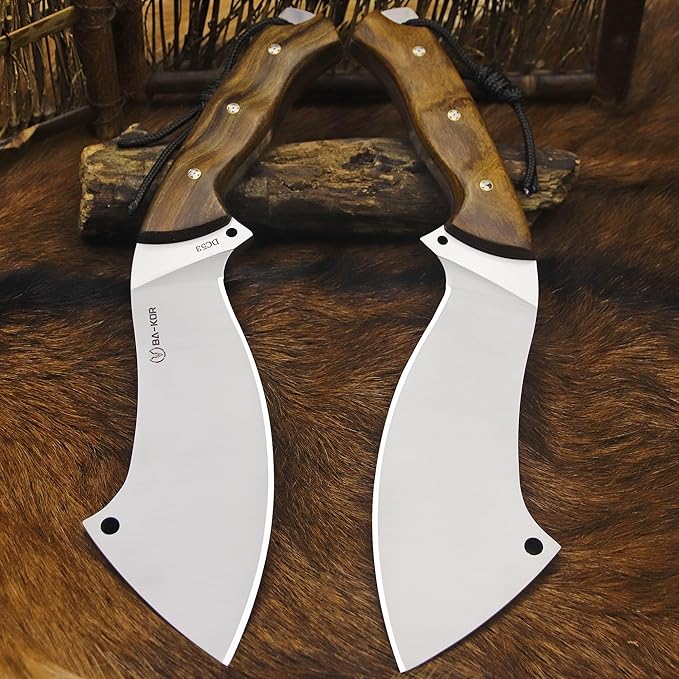 BA-KOR USA (Savior III) 8mmDC53 steel 35CM (14 ") full Tang fixed knife with leather sheath and (5.9 ") ceria ignition head, suitable for outdoor hunting, camping, clearing, adventure, fishing, EDC, BBQ (BA-K0d(8mm))