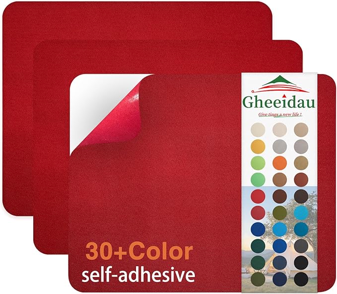 Canvas Repair Patch 9×11 Inch 3Pcs Waterproof Self-Adhesive Fabric Repair Patch for Tents,Boat Cover,Pop Up Canopy,Patio,Bags,Car Seats,Sofas,Furniture Cover(Red)
