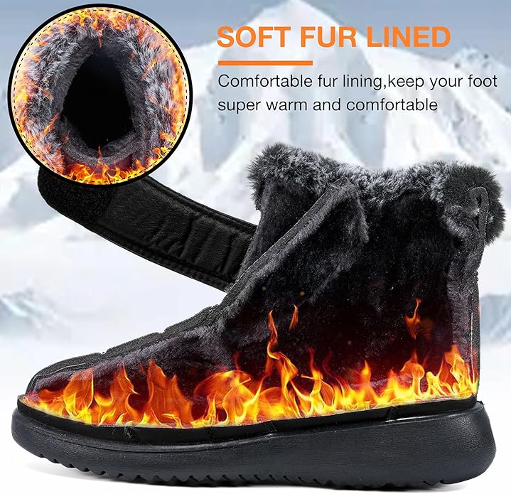 Women Snow Boots Winter Shoes with Fur Lined Warm Slip On Boots for Women Waterproof Booties Comfortable Outdoor Anti Slip Shoes
