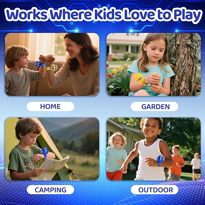 Vvinca Walkie Talkies for Kids 2 Pack - Toys for Boys Girls Age 3-5 5-7 8-12 Christmas Birthday Gifts for Toddlers Adjustable Strap Long Range Clear Sound Camping Outdoor Game Robot Walkie-Talkie