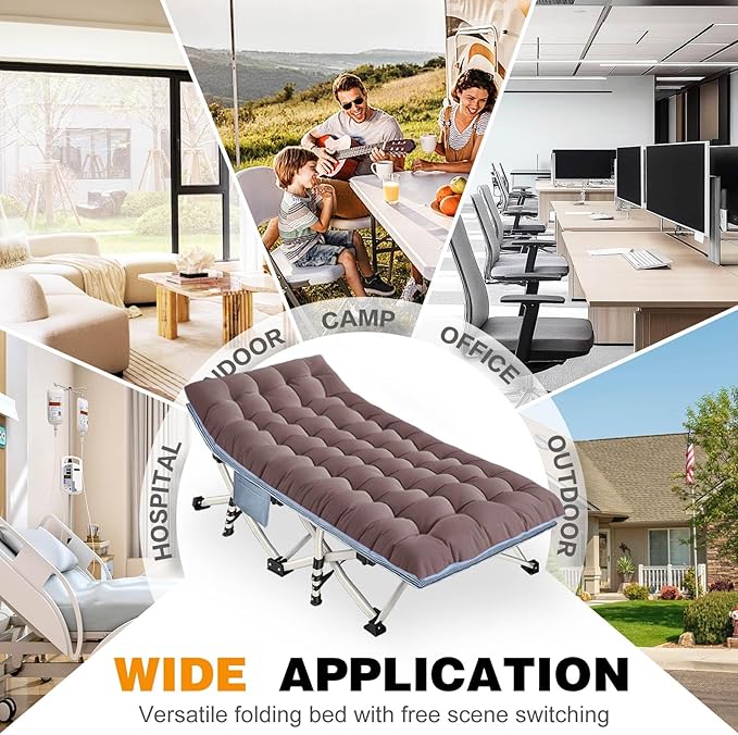 XXL Camping Cots Oversize Sleeping Bed with Comfortable Mattress Extra Large Camping Bed for Adults Cots Include Carry Bag for Adults Portable Folding Cots Easy to Set Up Nap Office Indoor Vacation