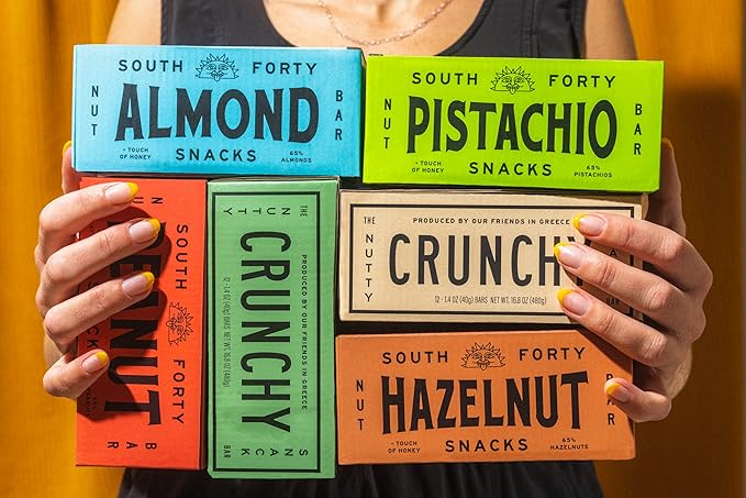 South 40 Snacks Crunchy Pistachio Bar, Just 4 Ingredients, Touch of Honey (40g Bar, Pack of 12)
