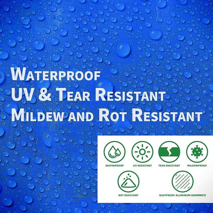 3 in a Pack, Maximize Value, Minimize Cost, Multipack Advantage with Budget-Friendly Poly Tarps, 2.5 Mil Cheap Large Light Tarps, Multipurpose Waterproof Protective Cover, 10x12 Feet, Blue