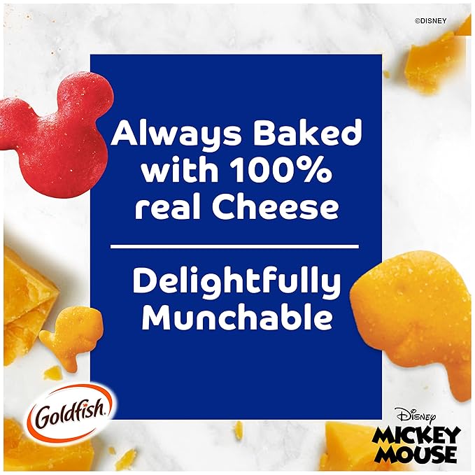 Goldfish Disney Mickey Mouse Cheddar Crackers, Snack Crackers, 27.3 oz carton (Pack of 2)