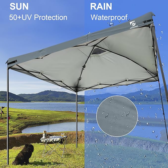 10x10 Pop Up Canopy Replacement Top Cover with Air Vent for Straight Leg Canopy Tent, Waterproof for Outdoor Garden Patio Camping Sun Shade(Top Only) (Light Gray, 1)