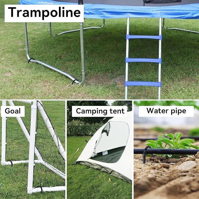 12-Inch Trampoline High Wind Stakes Heavy Duty Ground Anchors U Rebar Stakes for Trampoline, Dog Fence (12 Pack)