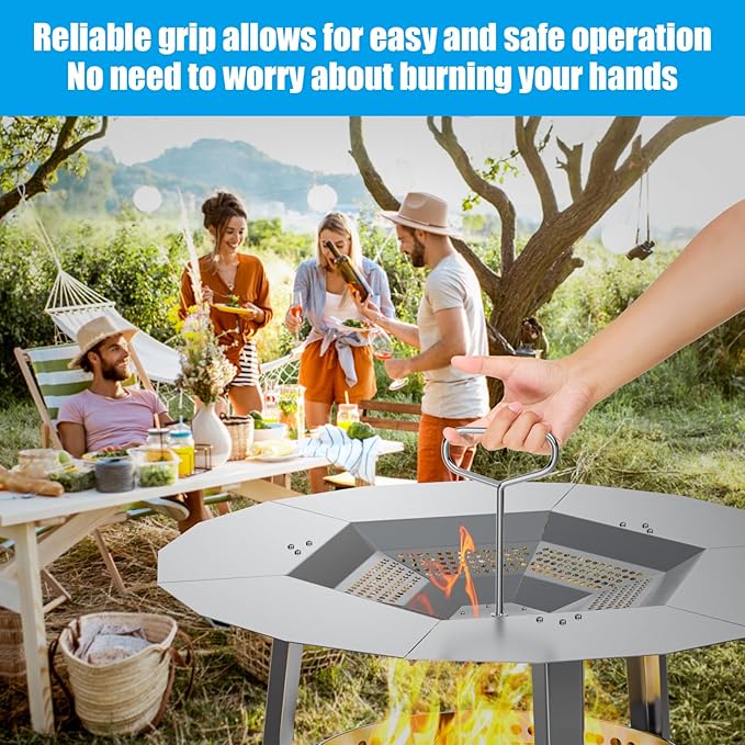 Handle Compatible with Solo Stove Yukon Bonfire Canyon Ranger Heat Deflector,Stainless Steel Handle Accessory for Fire Pit Campfire Stove Heat Diffuser