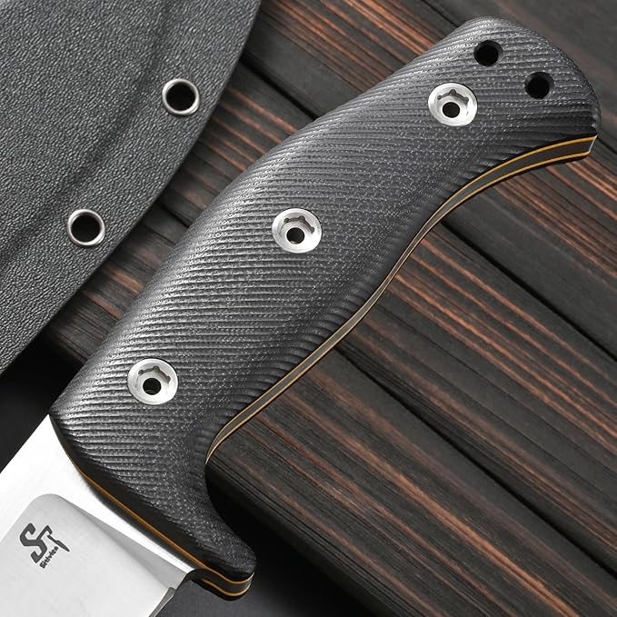 Sitivien ST12 Plus Fixed Blade Knife Sleipner Brushed Steel Blade G10 Handle Full Tang EDC Straight Knife for Camping Hunting Fishing(Silver)