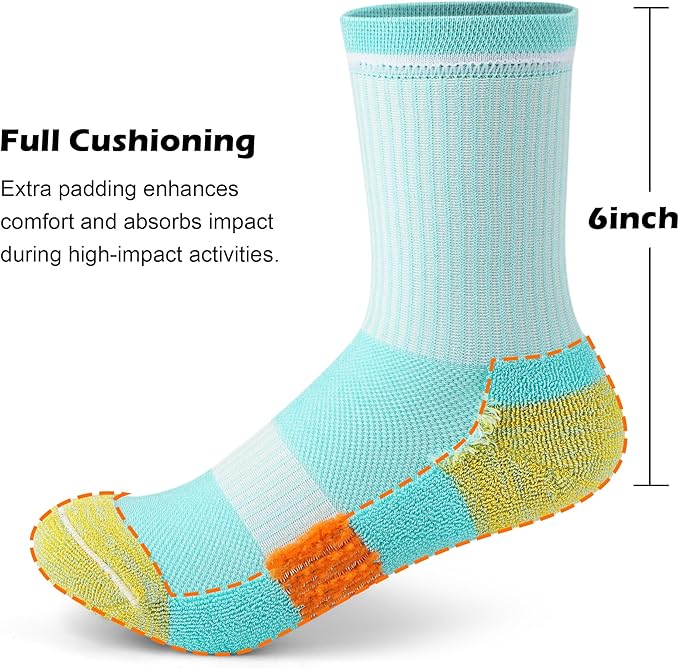 Gonii Women Athletic Crew Socks 5-6 Pairs - Comfort & Cushioned for Running, Hiking, Sports Arch Compression Socks