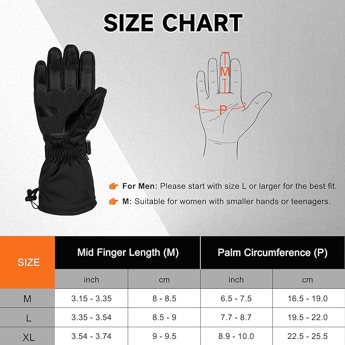 Heated Gloves, 5V 6000mAh Rechargeable Heated Gloves for Men Women, Waterproof & Upgrade Non-Slip Electric Heating Glove for Motorcycling, Hunting, Skiing, Outdoor Work