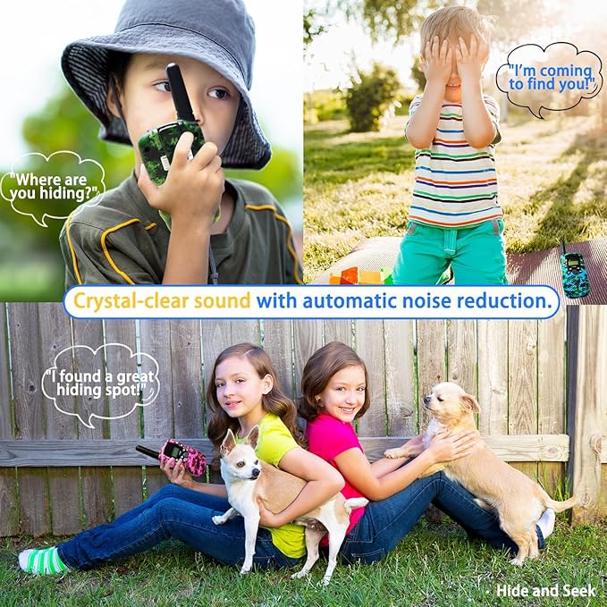 Walkie Talkies for Kids, Walkie Talkie Toys for Girls Boys, Outdoor Toys for Ages 4-8-12, Built-in Flashlight, 22 Channels, Birthday Gifts for 3 4 5 6 7 8 9 10 Year Old Girl Boys (Camo, 3Pack)