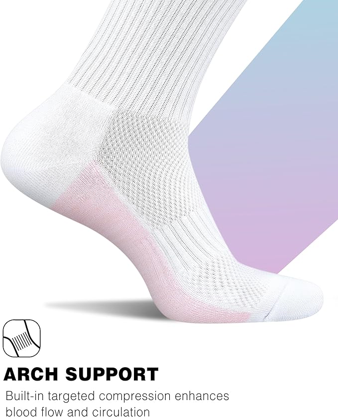 Crew Socks for Women,Athletic Hiking Running Compression Socks with Cushioned Support 3-6 Pairs