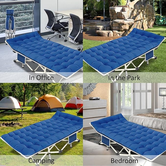 Camping Cot with Comfortable Mattress Cots for Sleeping Heavy Duty Folding Cot Camping Bed Portable Include Carry Bag for Home Travel Adults Vacation Outdoor