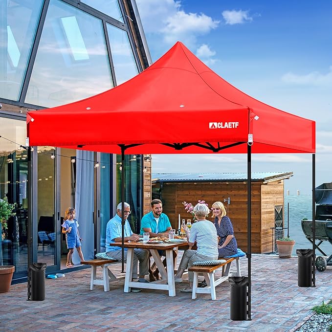 10x10 Canopy Replacement Top for Pop Up Canopy Tent - 4 Drainage Holes,10x10ft Canopy top Suitable for Most of The Standard Canopy(top only) (Red)