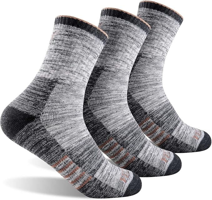 FEIDEER Men's Women's Hiking Walking Socks, Unisex Moisture Wicking Cotton Cushion Ankle Quarter Crew Socks with Arch Support