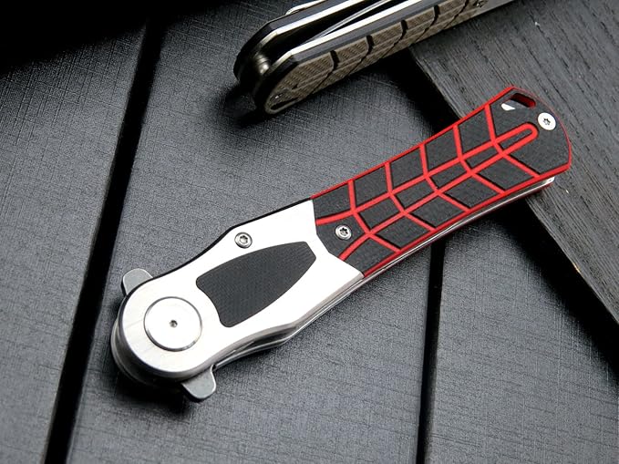 Eafengrow EF970 Folding Knife D2 Steel Blade G10 Handle EDC Tool Knife for Working Camping Hiking (Black)