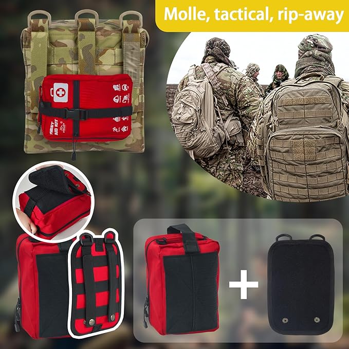 556 Piece Large Tactical First Aid Kit (Premium) –【Molle Rip-Away】Labelled Compartments | Tear Resistant for Family/Team | Car/Home/Sports/Camping | First Responders' Pick