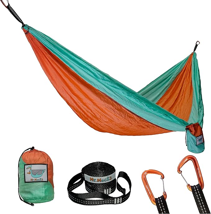 Camping Hammocks | Single Double and Bunk Bed Backpacking Hammock | Featherlite Outdoorsman Survival | hammok hamick hamock | (Just Peachy, Single)